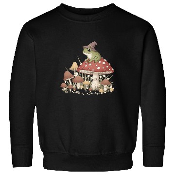 Discover Whimsical Forest Frog in Magic Mushroom Scene Sweatshirts