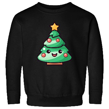 Discover Kawaii Christmas Tree Illustration Sweatshirts