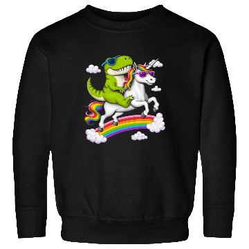 Discover T-Rex Dinosaur Riding Unicorn Sweatshirts