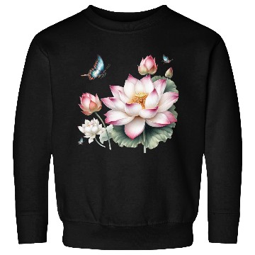 Discover Light Pink Lotus and Butterflies  Sweatshirts