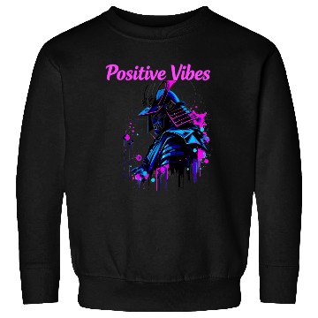 Discover Neon Samurai Skull with Positive Vibes Sweatshirts
