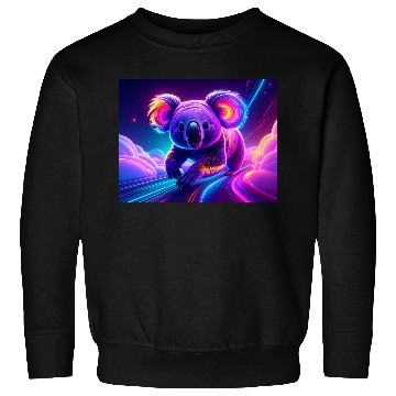 Discover Neon Koala in Cosmic Dreamscape Sweatshirts