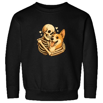 Discover Halloween Skeleton Hugging Corgi Dog Sweatshirts