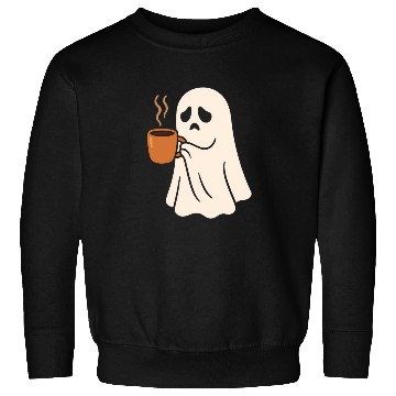 Discover Spooky Ghost with Coffee Mug Design Sweatshirts