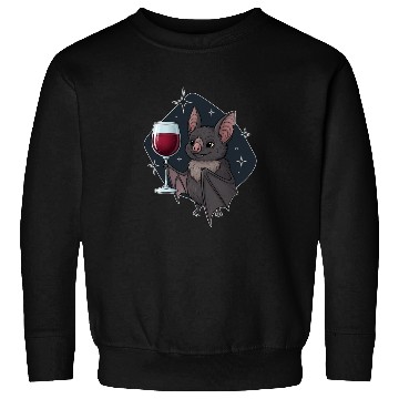 Discover Charming Bat with Wine Glass Illustration Sweatshirts