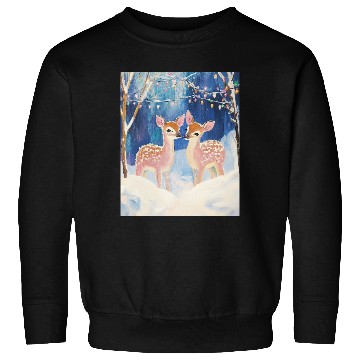 Discover Enchanted Winter Deer Scene Sweatshirts