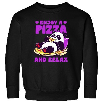 Discover Cute Panda Enjoying Pizza Illustration Sweatshirts