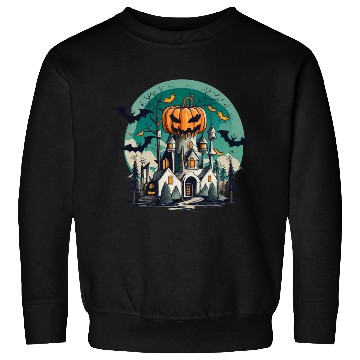 Discover Haunted Pumpkin Castle Halloween Design Sweatshirts
