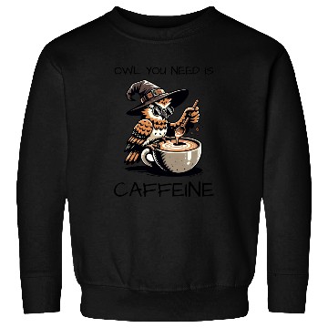 Discover Whimsical Wizard Owl Coffee Design Sweatshirts