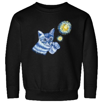 Discover Blue Starry Night British Shorthair Cat Graphic Sweatshirts