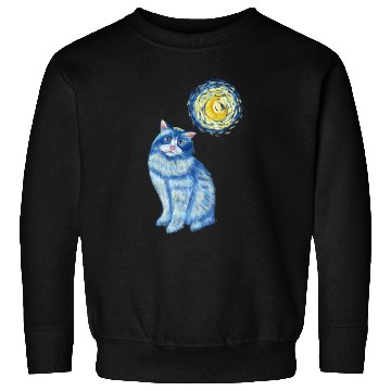 Discover Blue Van Gogh Starry Night Ragdoll Cat Graphic Sweatshirts