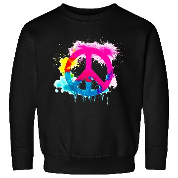 Discover Peace sign neon colors groovy spray paint splatter Sweatshirts