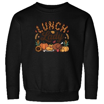 Discover Leopard Fall Autumn Thanksgiving Lunch Lady Sweatshirts