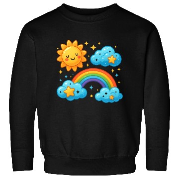 Discover Whimsical Sun and Rainbow Cloud Design Sweatshirts