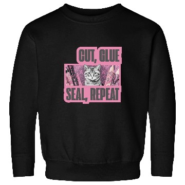 Discover Decoupage Mantra Cut Glue Seal Repeat Cat Sweatshirts