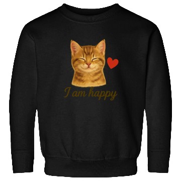 Discover I Am Happy – Cute Realistic Cat with Red Heart Sweatshirts