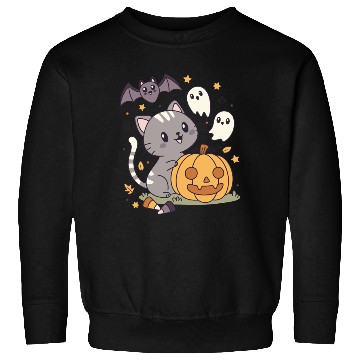 Discover Halloween Kawaii Cat Bat Pumpkin Sweatshirts
