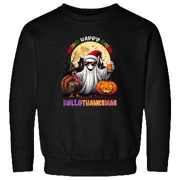 Discover Happy Hallothanksmas Halloween Thanksgiving Xmas Sweatshirts
