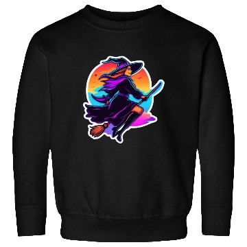Discover Enchanted Witch on a Broom Halloween Sweatshirts