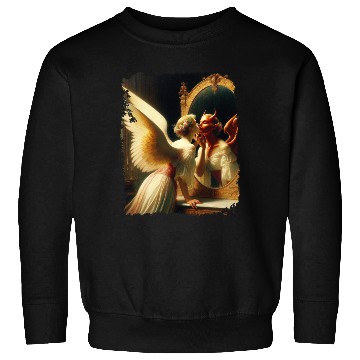 Discover Inner Duality Angel Demon Mirror Renaissance Sweatshirts