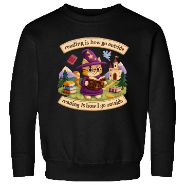 Discover Whimsical Cat Wizard Reading Sweatshirts