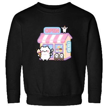 Discover Kawaii Cat Ice Cream Shop Illustration Sweatshirts