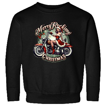 Discover Retro Christmas Motorcycle Girl Design Sweatshirts