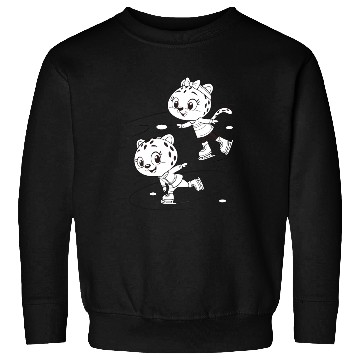 Discover Black-and-White Leopard Cubs Ice Skating  Sweatshirts