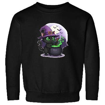 Discover Enchanting Witch Cat Under Full Moon Sweatshirts