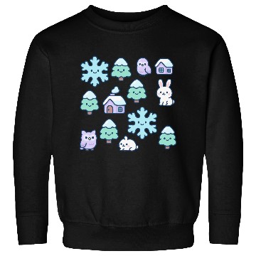 Discover Whimsical Snowy Forest and Cute Creatures Design Sweatshirts