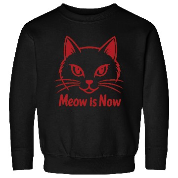 Discover Elegant Cat Face with Bold Red Lines - Meow Is Now Sweatshirts