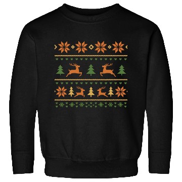 Discover Festive Winter Reindeer and Snowflake Pattern Sweatshirts
