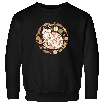 Discover Boho Cat – Cozy Mandala Feather Circle Sweatshirts