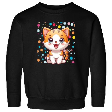 Discover Adorable Cartoon Cute Cat Polka Dots  Sweatshirts