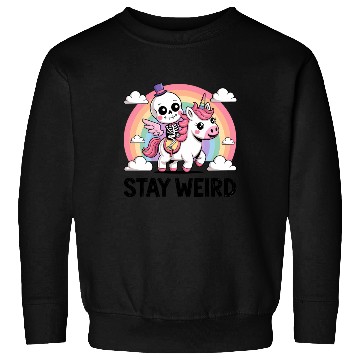Discover stay weird skeleton unicorn Sweatshirts