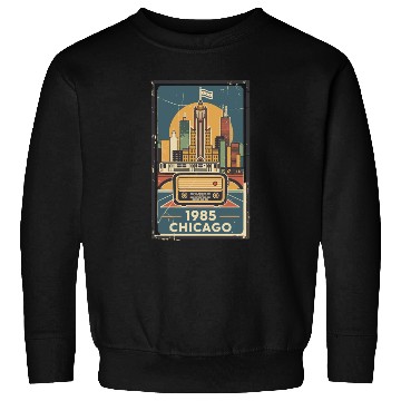 Discover Vintage Chicago Skyline with Retro Radio Sweatshirts