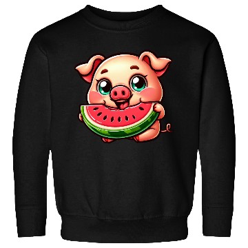 Discover Cute pig with watermelon summer vacation farmer Sweatshirts