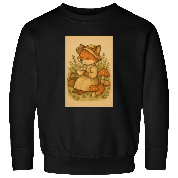 Discover Whimsical Fox with Tea and Mushrooms Sweatshirts