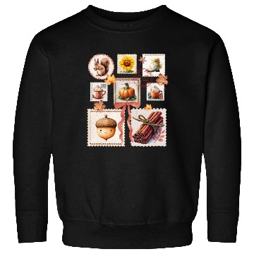 Discover Watercolor Autumn Postage Stamps Fall Vibes Autumn Sweatshirts