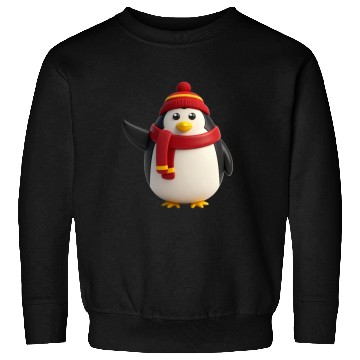 Discover Festive Penguin in Winter Gear Sweatshirts