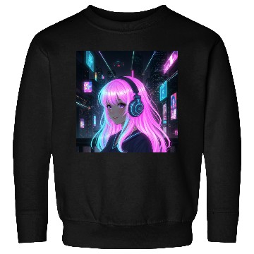Discover Neon Cyber Girl Illustration Sweatshirts