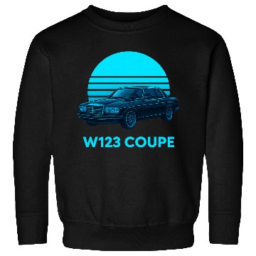 Discover Black W123 Coupe – Neon Retro 80s Style Automotive Sweatshirts