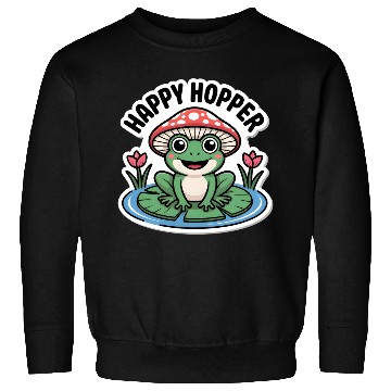 Discover Cute "Happy Hopper" Frog Sticker Design Sweatshirts