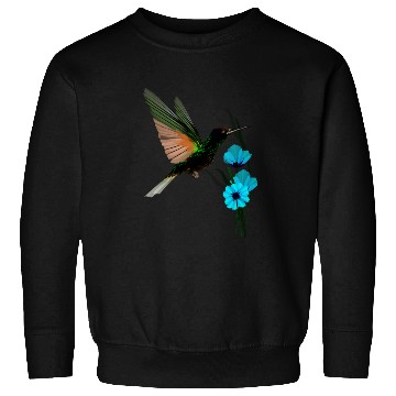 Discover Green Hummingbird-Blue Flowers Sweatshirts