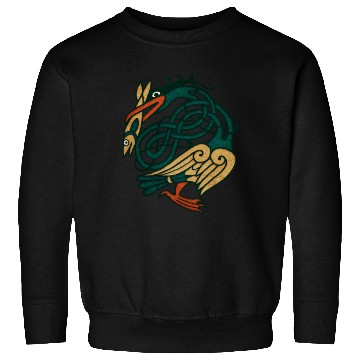 Discover Celtic Art Bird With Fish Sweatshirts