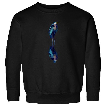 Discover Great Blue Heron Stands Reflected Sweatshirts