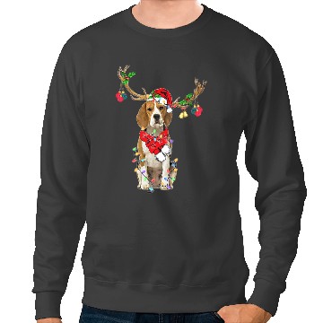 Discover Funny Beagle Reindeer Christmas Dogs Christmas Light Horn Sweatshirts