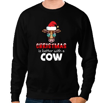 Discover Cattle Cow Christmas Is Better With A Cow Santa snow Sweatshirts