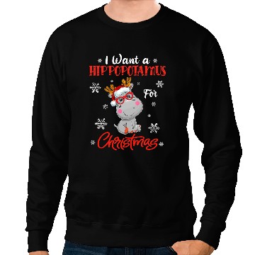 Discover Hippo Gift I Want A Hippopotamus For Christmas Lights Hippo xmass Pajama 68 Sweatshirts