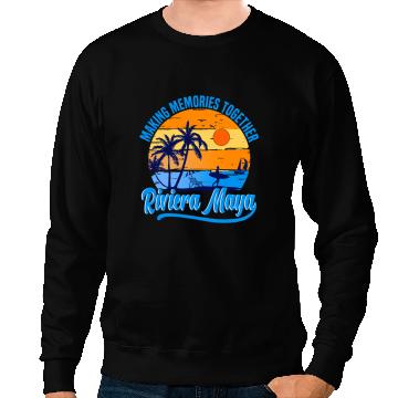 Discover Retro Riviera Maya Mexico Palm Tree Beach Summer Vacation Sweatshirts